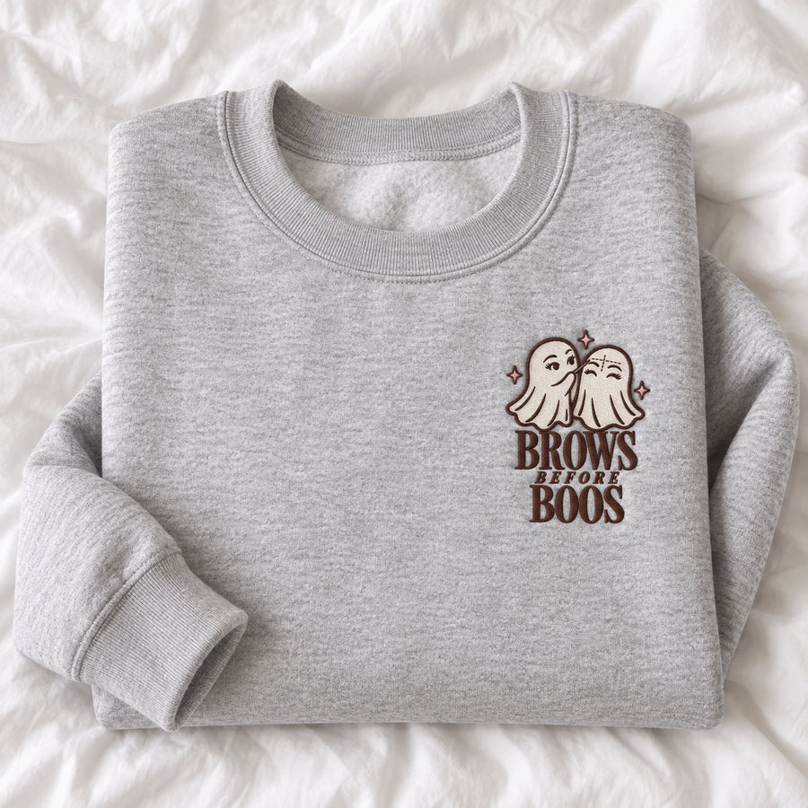 Brows Before Boos Embroidered Crewneck