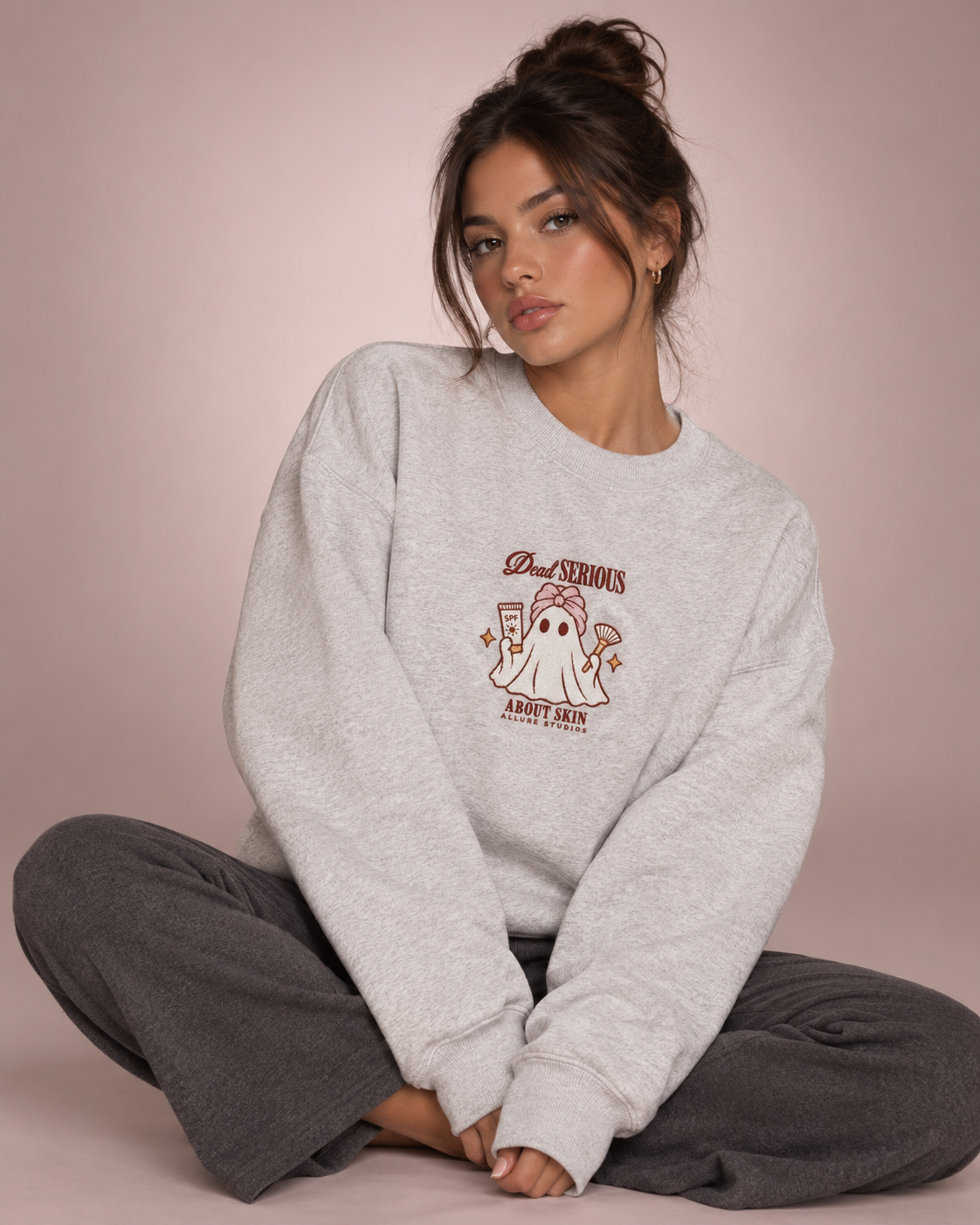 Dead Serious About Skin Embroidered Crewneck